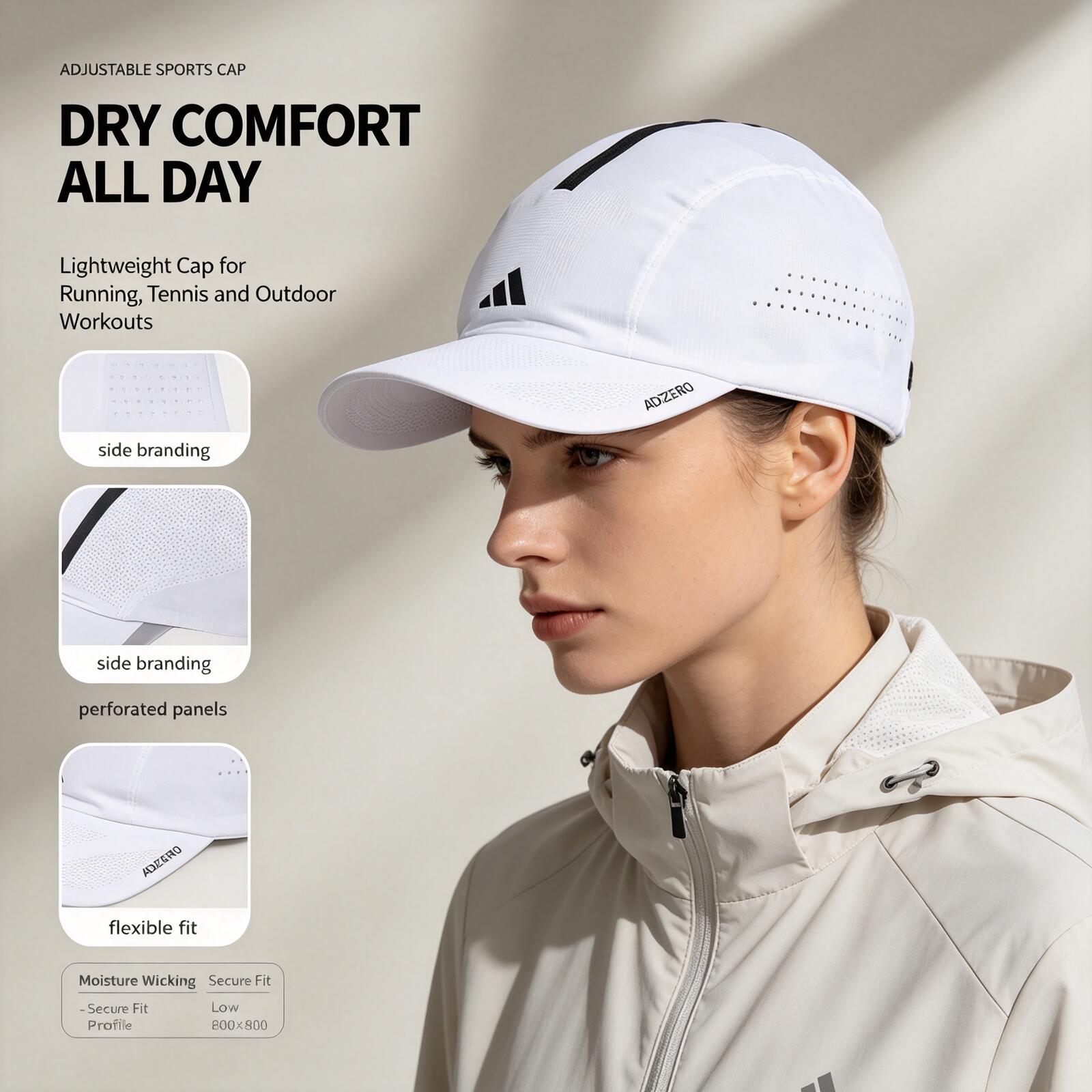 Running Cap Lightweight - Adidas Weiße Laufkappe Leichte Atmungsaktive Sportmütze