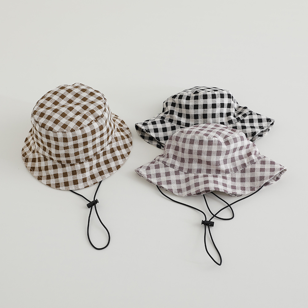Sun Hat Wide Brim - Breitkrempiger Herbst-Sonnenhut für Babys mit Karomuster,