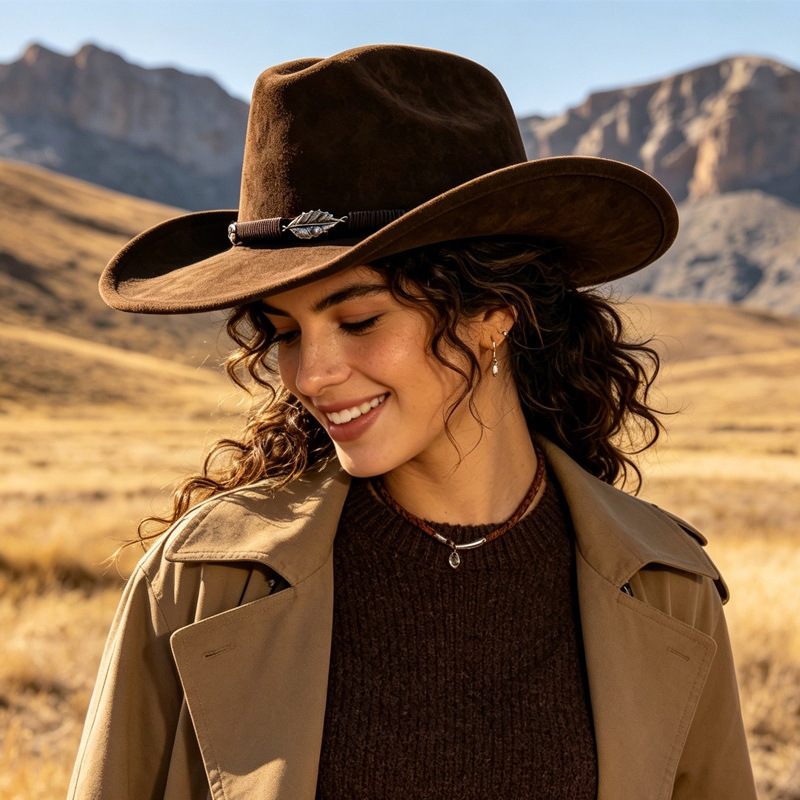 Fedora Hat Wool - Western Cowboy Stil Panama Wollfilzhut für